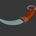 Tactical Curved Blade Weapon With Red Handle Silver Edge And Ring Grip