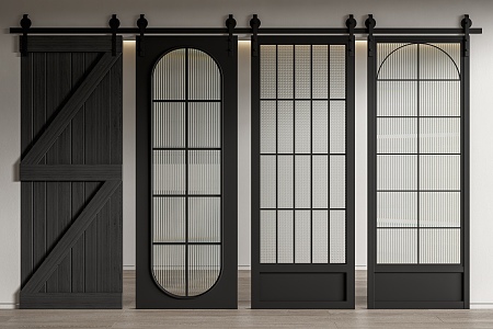 modern barn door sliding door sliding door glass door 3d model