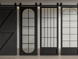 modern barn door sliding door sliding door glass door 3d model