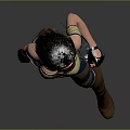 Game Movie Character Female With Red Headband Long Hair Blue Yellow Costume Holding Sword Boots