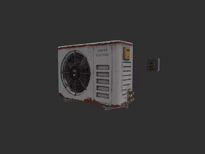 Old Rusted Electric Air Conditioner Fan with Surface Details and Control Panel 3d model