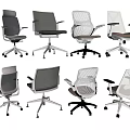 Modern Office Chairs With Mesh Back Fabric Seats Swivel Base And Gray White Brown Colors