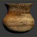 Handcrafted Orange Clay Pot With Intricate Chevron Patterns Glazed Surface And Dark Background Reflection 3d model