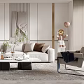 Modern Elegant Living Room Interior With Sofa Coffee Table Area Rug And Decorative Artwork