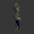 Muscular Green Skinned Man Wearing Silver Armor Shoulder Plates Belt And Blue Pants