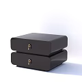 Modern Black Bedside Table With Two Drawers And Golden Keyholes