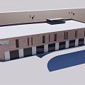 Vend Mall Commercial Complex With Brick Exterior Multiple Windows And Flat Roof