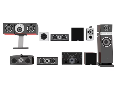 Different Styles of Headphones and Speakers for Home Sound Systems 3d model