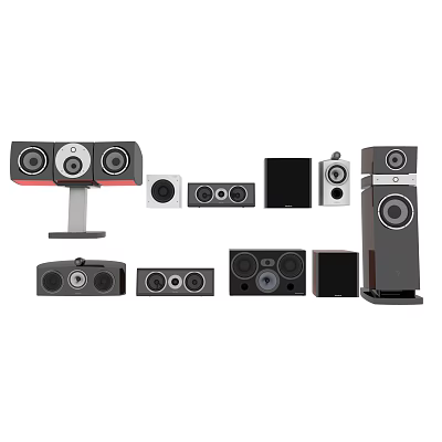 Different Styles of Headphones and Speakers for Home Sound Systems 3d model