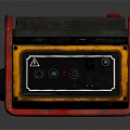 Portable Generator With Red Frame Black Body Control Panel And Warning Sign 3d model