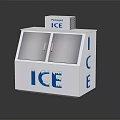 Refrigerated Ice Freezer Double Door with Transparent Glass and Blue ICE Lettering Design