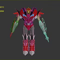 Red and Silver Robot Character 3D Model With Sharp Edges And Mechanical Design