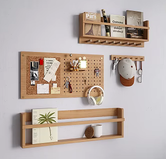 Modern Wall Hanging Storage Rack Wall Bookshelf Hole Board 3d model