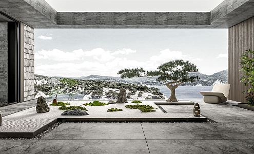 New Chinese Courtyard Sits 3d model