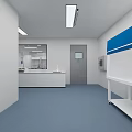 Modern Laboratory Interior With Lab Benches Computers Fume Hoods And Warning Signs