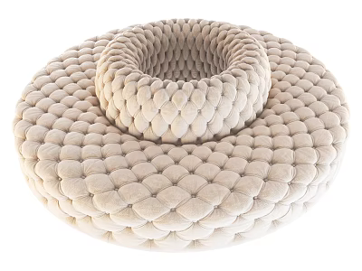 Beige Odd Shaped Sofa With Round Structure And Knitted Texture 3d model