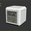 White Square Electronic Digital Clock with Time Date and Temperature 3d model