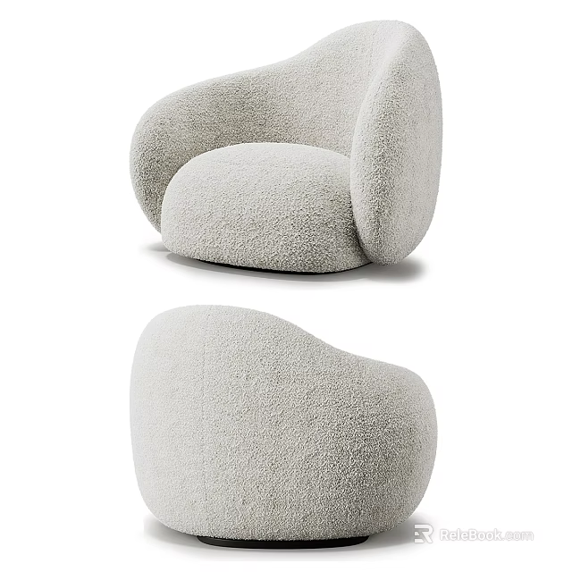 Modern Cozy Single Sofa With Soft Plush Fabric And Rounded Comfortable Shape 3d model 