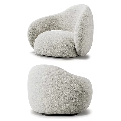 Modern Cozy Single Sofa With Soft Plush Fabric And Rounded Comfortable Shape 3d model