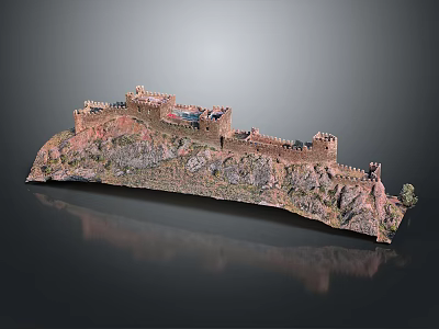 Realistic Great Wall Model On Mountain Terrain With Ancient Towers And Walls 3d model