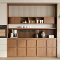 Modern Wooden Wine Cabinet Interior Design With Glass Doors And Display Shelves