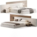 Modern Double Bed With Upholstered Headboard Bedside Tables And Cozy Bedding 3d model