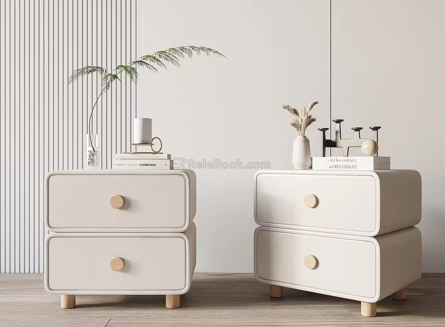 Modern Cream Style Bedside Table Cream Bedside Table 3d model