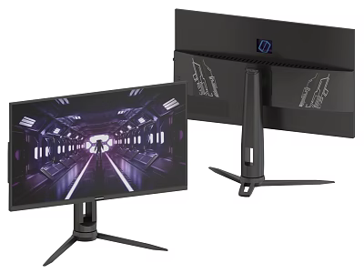 Dual Modern Gaming Computer Monitors with High Resolution Display Adjustable Stand and Sleek Back Design 3d model
