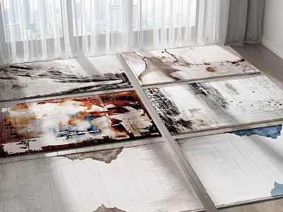 Modern Square Rugs With Abstract Art Patterns For Living Room 3d model