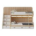 Modern Wooden Bunk Bed With Ladder Storage Drawers And Safety Guardrails