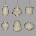 Pendant Lighting Combinations With Beige Woven Line Design And Various Shapes