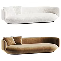 Modern White And Brown Curved Multi seat Sofa With Upholstered Design And Pillows