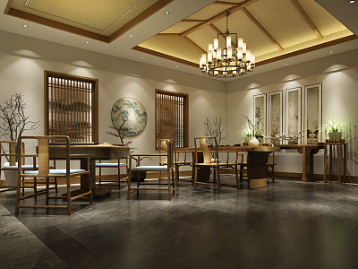 New Chinese Entertainment Room Leisure Tea Room 3d model