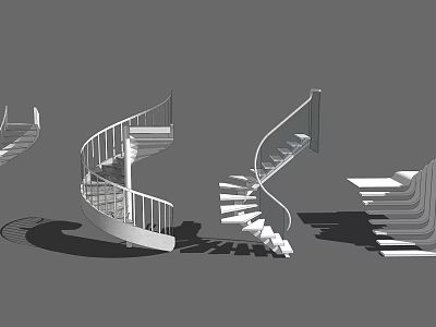 Modern Spiral Staircases Interior Design With Curved Steps And Metal Railings 3d model