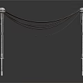 Modern Outdoor Railing Structure With Stainless Steel Posts And Black Cables