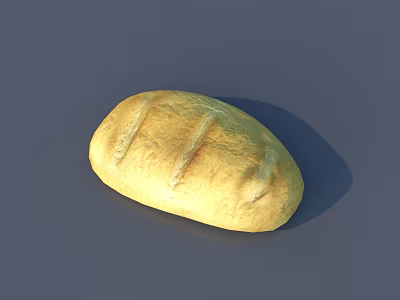 Fresh Golden Bread with Soft Texture and Crusty Surface on Gray Background 3d model