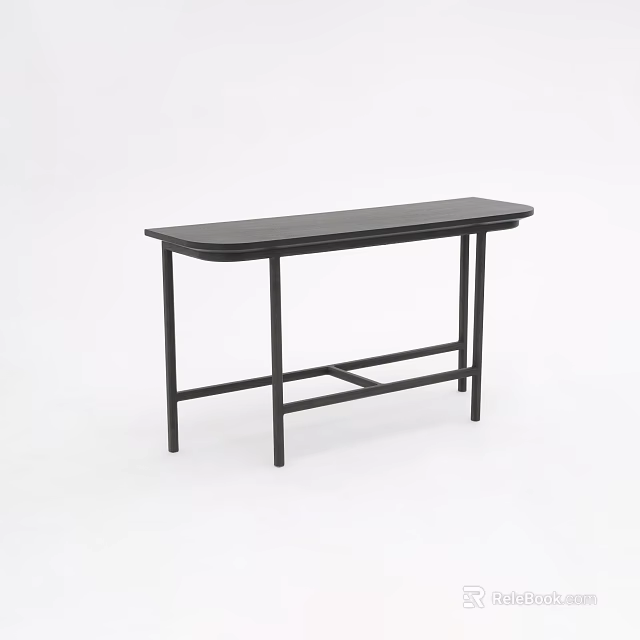 Modern Black Console Table with Slim Metal Frame and Clean Design 3d model