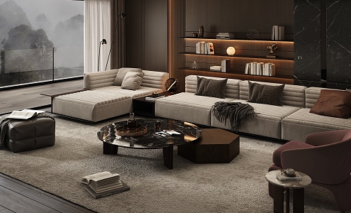 minotti sofa coffee table combination 3d model