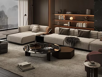 minotti sofa coffee table combination 3d model
