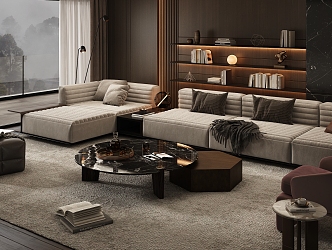 minotti sofa coffee table combination 3d model