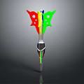 Colorful Winged Dart Weapon With Silver Body Green Shaft And Metal Tip