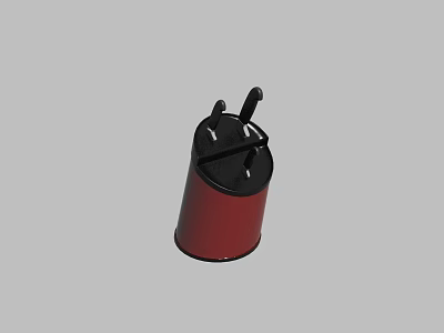 Elegant Red Cylindrical Tea Set with Black Handle and Classic Design 3d model