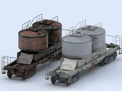 Industrial Railway Tank Cars Equipment With Large Storage Tanks And Metal Railings 3d model