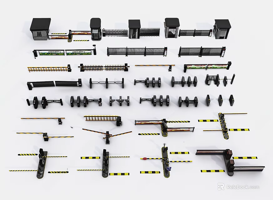 Assorted Metal Railing Components With Different Designs And Installation Parts 3d model 