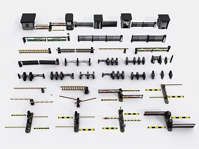 Assorted Metal Railing Components With Different Designs And Installation Parts 3d model
