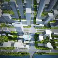Aerial Urban Planning View With Skyscrapers Roads Green Spaces And Waterfront Layout Design