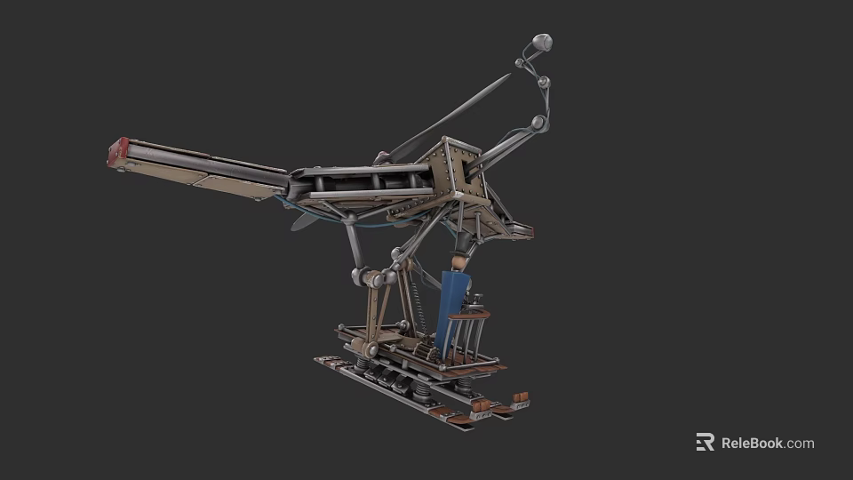 Passenger Airplane Mechanical Structure Featuring Metal Joints And Hydraulic Components 3d model