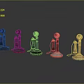 Vintage Digital Telephones in Various Colors with Retro Design and Reflective