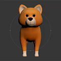 3D Model of Cartoon Dog Character in Orange Standing Pose on Dark Background with Reflection