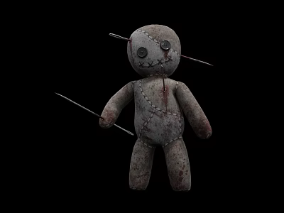 Horror Game Movie Character Scary Voodoo Doll With Stitches Pins And Bloodstains 3d model